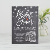 Invitation Mason Jar & String Lights Chalkboard Fête des mari (Debout devant)