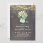 Invitation Mason Jar Succulents Rustic Engagement Party (Devant)