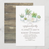 Mason Jar Succulents Rustic Engagement Party