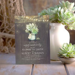 Invitation Mason Jar Succulents Rustic Engagement Party<br><div class="desc">Mason jar succulents rustique verdure invitation de fête d'engagement</div>