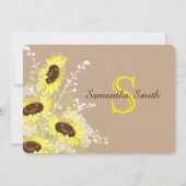 Invitation Mason Jar Sunflower Burlap Fête des mariées rustiq (Dos)