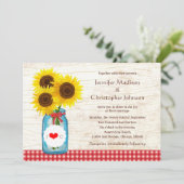 Invitation Mason Jar & Sunflowers Mariage campagnard rustique (Debout devant)