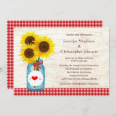 Invitation Mason Jar & Sunflowers Mariage campagnard rustique (Devant / Derrière)