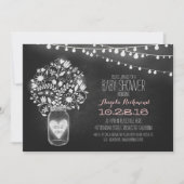 Invitation mason jar tableau noir & lumières Baby shower invi (Devant)