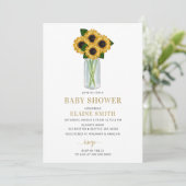 Invitation Mason Jar Tournesols Baby shower neutre (Debout devant)