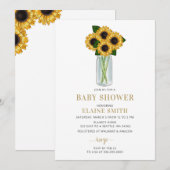 Invitation Mason Jar Tournesols Baby shower neutre (Devant / Derrière)