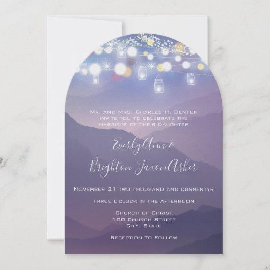Invitation Mason Jar Ultra violet violet Mariage (Devant)