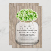 Invitation Mason jar vert hydrangea mariage invite hyd4 (Devant / Derrière)