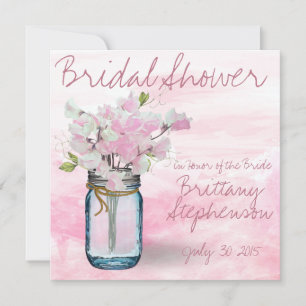 INVITATION MASON JAR WATERCOLOR ROSE POIS DOUX