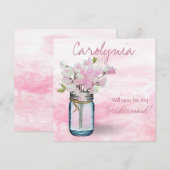 INVITATION MASON JAR WATERCOLOR ROSE POIS DOUX (Devant / Derrière)