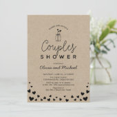 Invitation Mason Jar, Wedding shower Chic Kraft Couples Noirs (Debout devant)