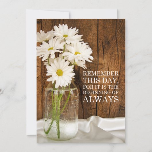 Invitation Mason Jar White Daisies Mariage Enregistrer la dat (Devant)