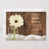 Invitation Mason Jar White Daisy Barn Post Mariage Brunch (Devant)