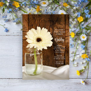Invitation Mason Jar White Daisy Country Grange Fête des mari