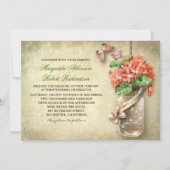Invitation mason jarre & fleurs de corail mariage rustique in (Devant)