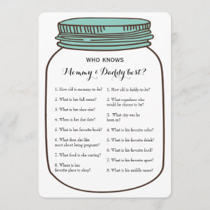 Invitation Mason Jars 2x Baby shower Game - Conseil  Qui sait