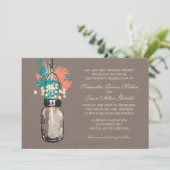 Invitation Mason Jars avec Fête des mariées Fleur sauvage (Debout devant)