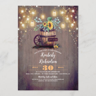Invitation Mason Jars éclaire les tournesols Baby shower rust