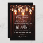 Invitation Mason Jars Lumières à cordes Élégant Mariage rusti (Devant / Derrière)