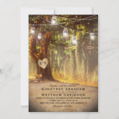 Invitation Mason Jars Rustic Tree Lake Twinkle Lights Mariage (Devant)