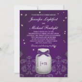 Invitation Mason jaune mauve avec Mariage aux lucioles (Devant)