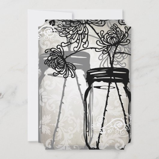 Invitation Mason romantique Jar Shadows Mariage damassé (Dos)