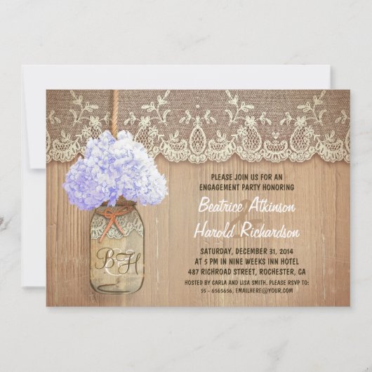 Invitation mason rustique jar bluehydrangea (Devant)