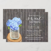 Invitation Mason rustique Jar Hydrangea Grange Bois doux 16 (Devant / Derrière)