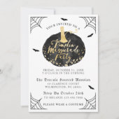 Invitation Masquarade de Citrouille noir et or (Devant)