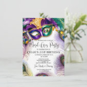 Invitation Masque à plumes de paon Fête de Mardi Gras Mascara (Debout devant)