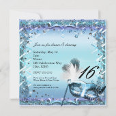 Invitation Masque Aqua & Purple Masquerade fête d'anniversair (Dos)