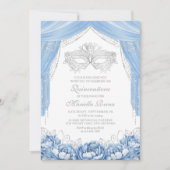 Invitation Masque Bal Masqué Bleu Clair Quinceanera (Devant)