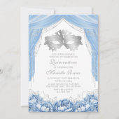 Invitation Masque Bal Masqué Bleu Clair Quinceanera (Devant)