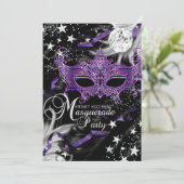 Invitation Masque bleu argent Star Night Masquerade Sweet 16 (Debout devant)