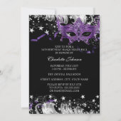 Invitation Masque bleu argent Star Night Masquerade Sweet 16 (Dos)