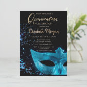 Invitation Masque bleu, Confetti Quinceañera (Debout devant)