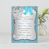 Invitation Masque bleu Damask Masque Quinceanera Masquerade I (Debout devant)