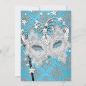Invitation Masque bleu Damask Masque Quinceanera Masquerade I (Dos)