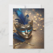 Invitation Masque bleu de masquerade chic Bokeh Sweet 16 (Dos)