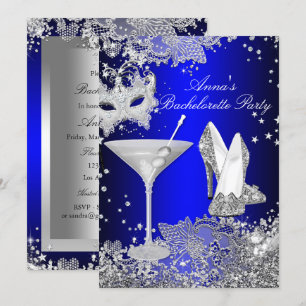 Invitation Masque bleu royal et soirée de Bachelorette en den