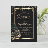 Invitation Masque,Cadre,Confettis Mascarade Quinceañera (Debout devant)