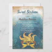 Invitation Masque, Confetti Aquarelle Splash Sweet 16 (Devant)