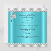 Invitation Masque de bal masqué bleu sarcelle Talons hauts Fê (Dos)