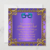 Invitation Masque de bal masqué bleu sarcelle violet or (Dos)