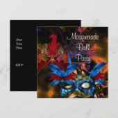Invitation Masque de bal masqué Coloré Abstrait (Devant / Derrière)