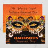 Invitation Masque de Bal Masqué de Costume d'Hallo (Devant / Derrière)