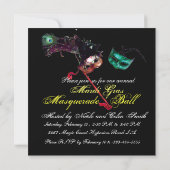 Invitation Masque de bal masqué de Mardi Gras CLASSY ,Noir (Dos)