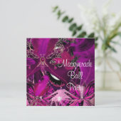 Invitation Masque de bal masqué Fille Noir Rose Violet (Debout devant)