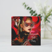 Invitation Masque de bal masqué Fille Noir Rouge 3 (Debout devant)