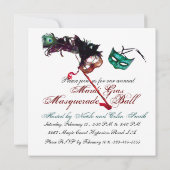 Invitation MASQUE DE BAL MASQUÉ MARDI GRAS CLASSE MASQUE bleu (Dos)